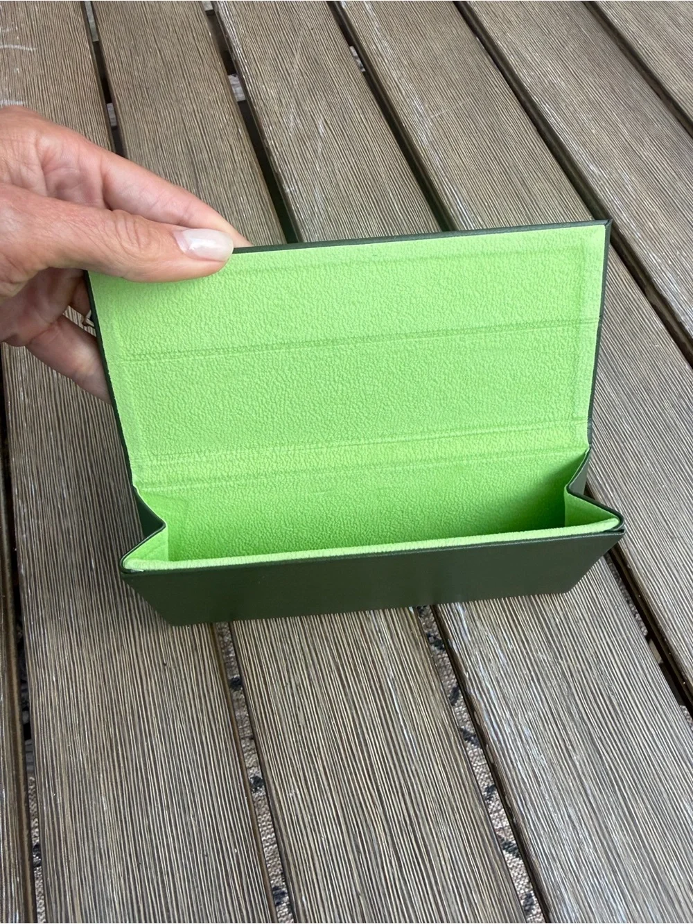 Longchamp Green Folding Eyeglasses Sunglasses Case Lime Interior